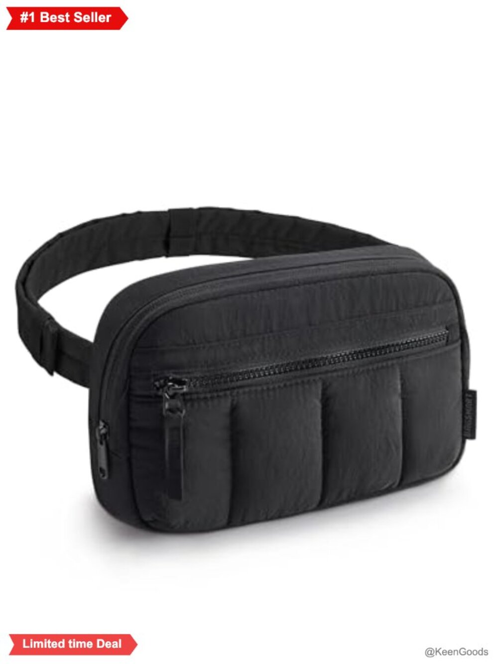 Quilted Puffy Nylon Fanny Pack Crossbody Waist Bag for Travel Hiking